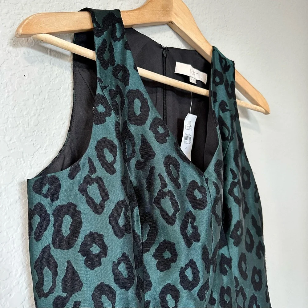 Ann Taylor Loft Green Cheetah Print Dress NWT - Picture 7 of 14